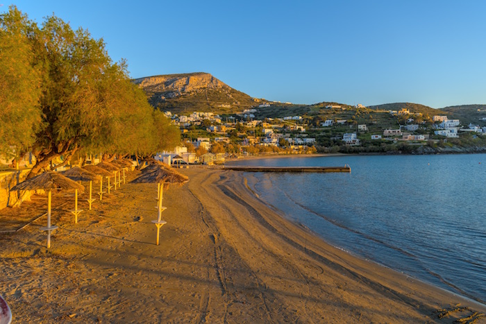 Syros best beaches. Kini beach on Syros island in Greece. 
