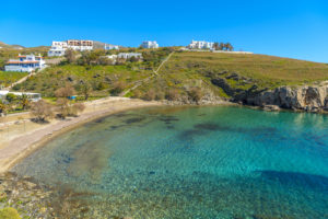 Syros best beaches. Kommito beach on Syros island in Greece.